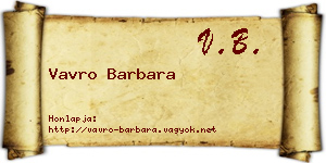 Vavro Barbara névjegykártya